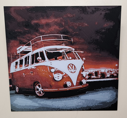 vw bus skyline sunset hueforge by briankstan art 2d volksawagen vanlife 3d print model - Mito3D