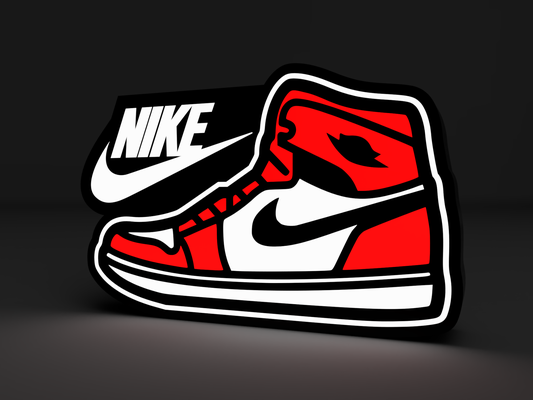 nike sneaker air jordan 1 boite lumière led lampe by 3dacores art panneaux logos panier balle 3d print model - Mito3D