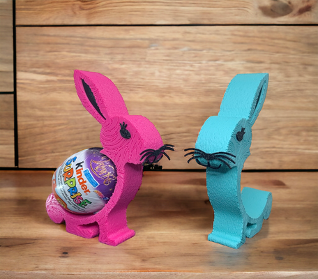 easter bunny kinder surprise by slowpoke's workshop household festivities rabit kids egg holder decor chocolate bunnies 3d print model - Mito3D