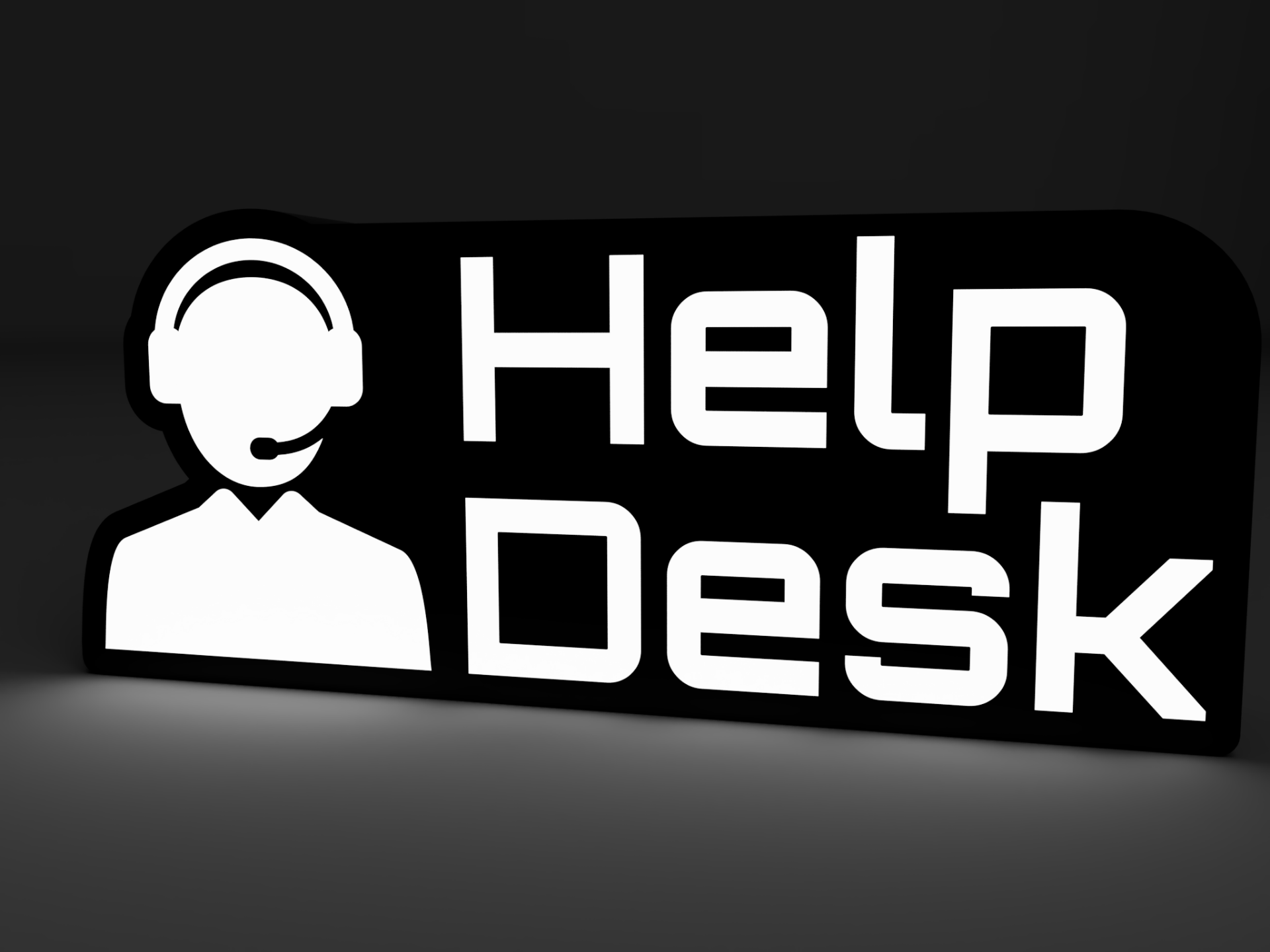 desk tech support callcenter lightbox by 3dacores art signs & logos helpdesk led lamp 3D print model - Mito3D