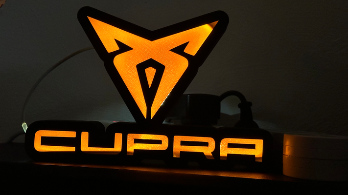 cupra caixa luz by nirmata arte sinais logotipos logotipo carro esporte relâmpago leuchte iluminação auto automóvel 3d print model - Mito3D