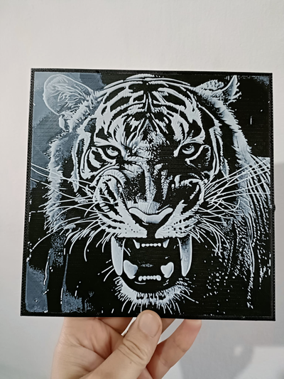 tiger porträt 2 farben schwarz weiß by sduppleganger kunst 2d 2dart tier tiere mauer bw 3d print model - Mito3D