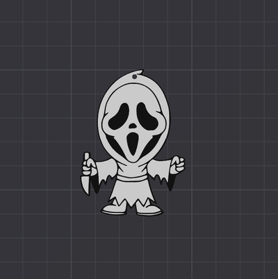 ghostface scream keyring by cruse2382 art 2d ghost 3d print model - Mito3D