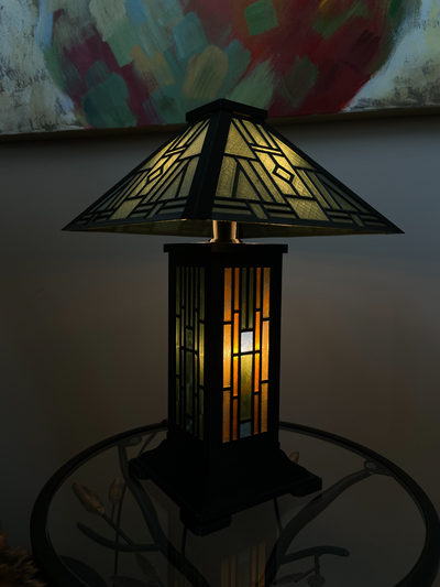 customizable stained glass lamp by kodikat household decor light led modular ams tablelamp desk vintage art nouveau artnouveaustyle 3d print model - Mito3D