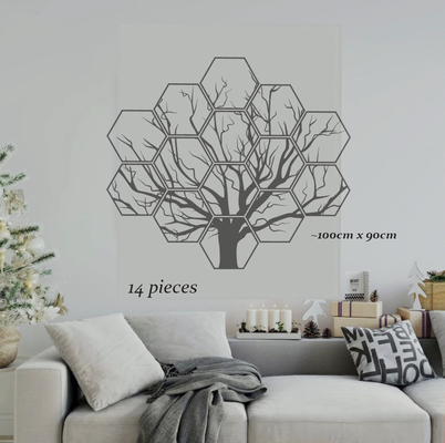 wall art - tree remixed by reuter corp 2d hex hexagon deco 3d decoration decoartions 3d print model - Mito3D