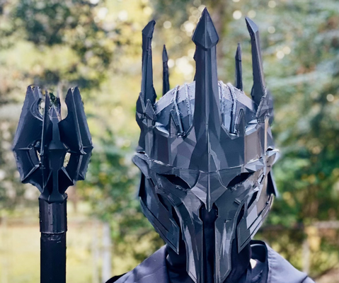 dividido sauron capacete fácil impressão original modelo by arifset remixado 3dhd adereços cosplays máscaras capacetes lotr senhor anéis olho sauron hobbit terno cosplay cabeça chapéu remixar 3d print model - Mito3D