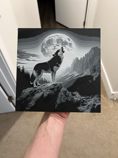 heulen wolf kunst hutschmiede by rp47 designs generativ 3d modell lithophan natur mauer zeichen mond 3d print model - Mito3D