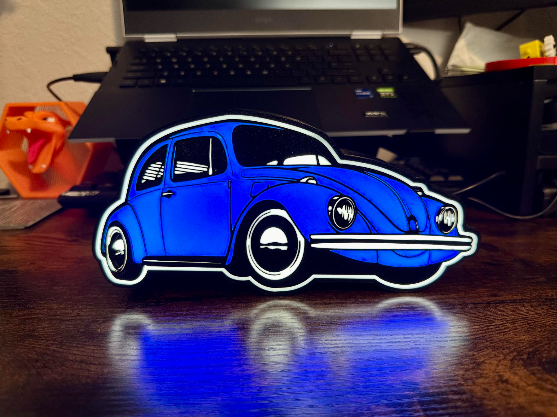 beetle lightbox by geek genius collective art signs & logos bug vw volkswagen volkswagon aircooled classic car herbie light box gift happy peace hippie led 3D print model - Mito3D