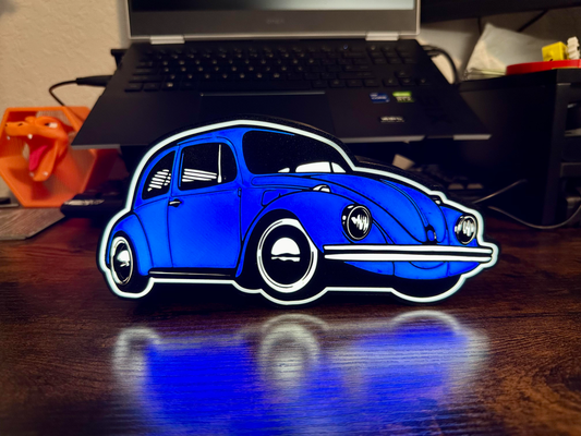 beetle lightbox by geek genius collective art signs & logos bug vw volkswagen volkswagon aircooled classic car herbie light box gift happy peace hippie led 3d print model - Mito3D