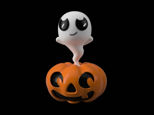 ghostonpumpkin multicolor remixed by sailentknight toys & games characters halloween ghost pumpkin 3d print model - Mito3D