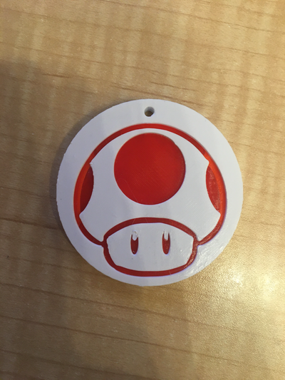 super champignon logo mario monnaie remixé by marsguy art badges nintendo 3d print model - Mito3D