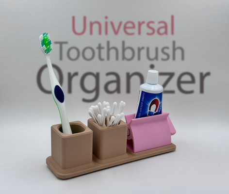 universal toothbrush organizer v2 by ruvim kub tools organizers stand toothpaste standfortoothpaste ruvimkub holder squeezer 3d print model - Mito3D