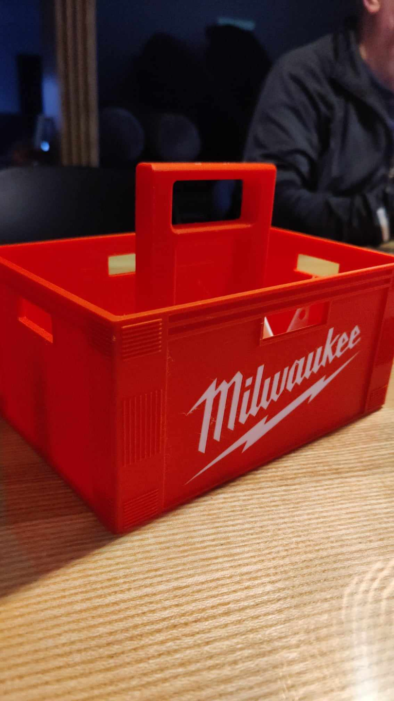 milwaukee beer soda holder - multi color print or seperate logos snap-in glue in place remixed by tag3mand hobby & diy pack box can sixpack 3D print model - Mito3D