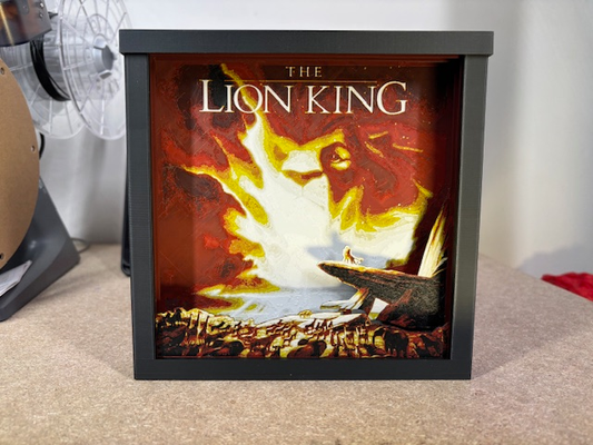 lion king shadowbox - hueforge by kevyn 3d art models movie disney 3d print model - Mito3D