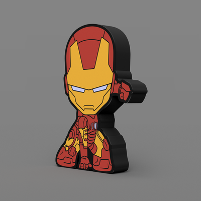 ferro homem chibi luz caixa by olá arte sinais logotipos maravilha luminária conduziu 3d print model - Mito3D