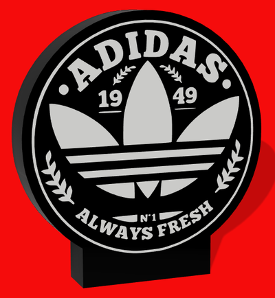 adidas led hafif kutu by lldj3d sanat işaretler logolar deko dekorasyon duvar sanatı lamba ışık lamba kutusu led ışığı leopar logo işaret ams renkli kutu hafif sanat led fanart hayran 3d print model - Mito3D