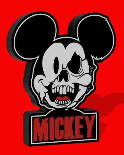 mickey zombi led hafif kutu by lldj3d sanat işaretler logolar disney korku deko dekorasyon duvar sanatı lamba lamba kutusu led ışığı ışık leopar işaret logo ams renkli hafif sanat led fanart 3d print model - Mito3D