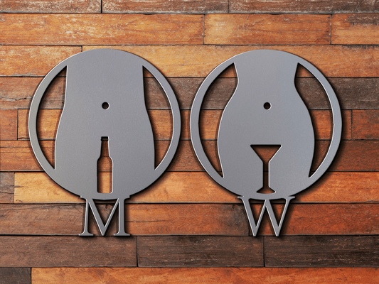 funny toilet signs by djsgxii art & logos restroom sign men women restaurant bar hotel bathroom beer wine wineglass public 3d print model - Mito3D