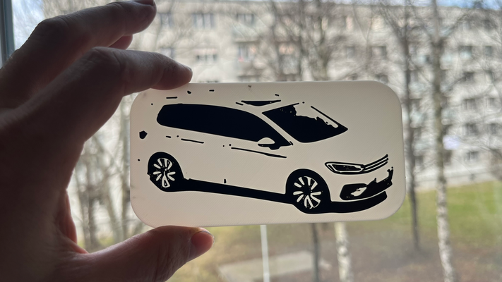 vw touran 5t1 escrivaninha by ma3thy arte 2d carro cenário quadro armação preto branco placa concurso 3d print model - Mito3D