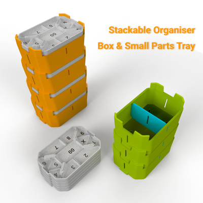 stackable organiser box & small parts tray by jessezhang tools organizers orginiser stackabke storage modular 3d print model - Mito3D