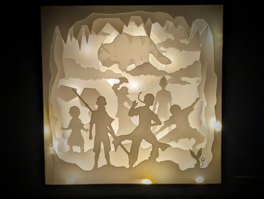 avatar last airbender silhouette light box by g w household decor air bender avatarthelastairbender lightbox netflix aang katara momo appa sokka suki toph zuko wooden 3d print model - Mito3D