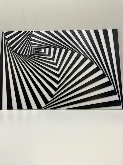 optical illusion 1 - square spiral by brentglover1970 art 2d wall black white 3d print model - Mito3D