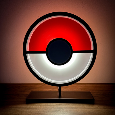 pok balle réflexion lampe by éludé studios ménage décor pokémon pokeball lumière led 3d print model - Mito3D