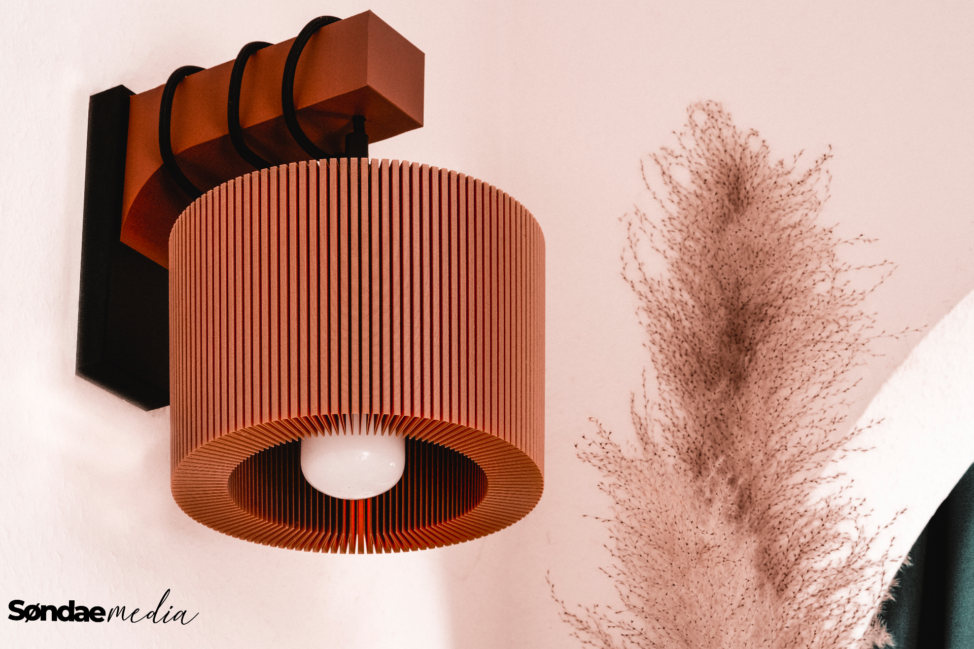 mood wall lamp by s ndaemedia household decor modern boho wood bamboo bambu cork art light ceiling wand 3D print model - Mito3D