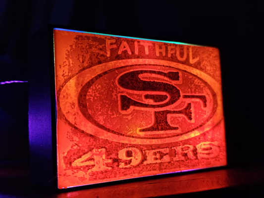 hueforge faithful to bay - sf 49ers logos light box by magnetdanny art signs & sf49ers faith area fan 3d print model - Mito3D