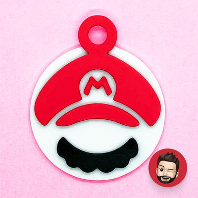 mario face keychain by nicodeimos art coin & badges key rings ring chain chains video game videogame mustache keyring keyrings keychains nintendo ear ears earring earrings magnet magnets 3d print model - Mito3D