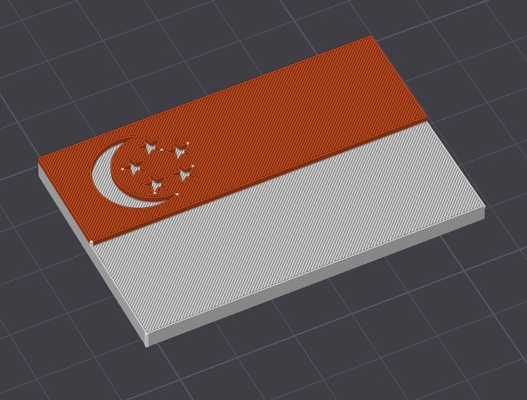 singapour drapeau épingle or carte version 1 filament changement moindre gaspillage by imprimernoobie art 2d drapeaux vexillologie aimant singapourpin pays insigne 3d print model - Mito3D