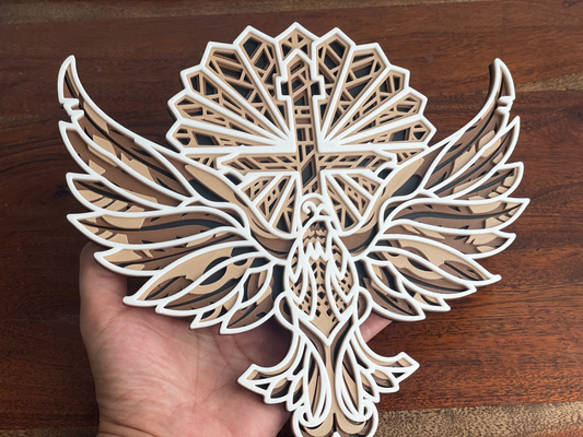 dove of peace wall art - easter decor by rouge3d household cross piece mandala 3d print model - Mito3D