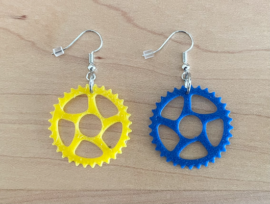 chainring earring by johndagg7 fashion earrings bike bicycle gear cycling cycle sprocket 3d print model - Mito3D