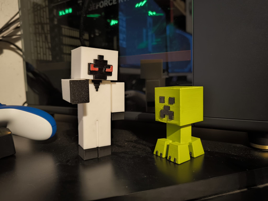 minecraft - monstre noir habill en blanc by brice56 toys & games game videogame black monster white figurine 3d print model - Mito3D