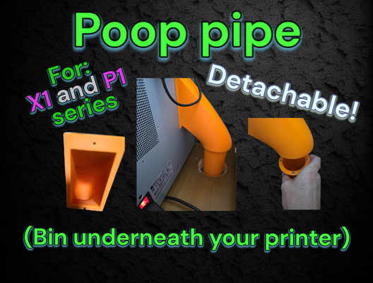 detachable poop pipe magnets bin printer removable by kobucrafts 3d parts poopbin pooppipe poopbucket poopholder x1 x1c bambu lab bambulab p1 p1s bambux1c bambup1s bambulabx1c bambulabx1carbon bambulabp1p bambulabp1s ams pooptube tube chute poopchute bbl pinpin co gun box xing tolva de caca pipa 3d print model - Mito3D