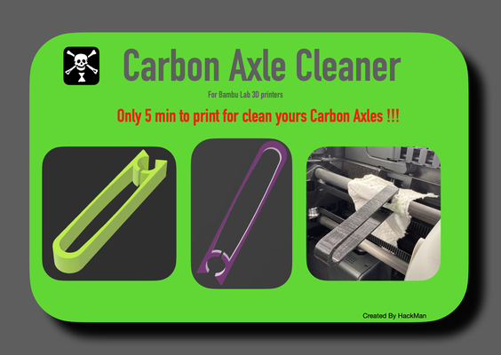 carbon axle cleaner by hackman 3d printer accessories clean rod cleaning tool helper p1 x1series led frame door seal phone p1s acc accesories accessory p1p x1 ptfe clip c x1c x1e 3d print model - Mito3D