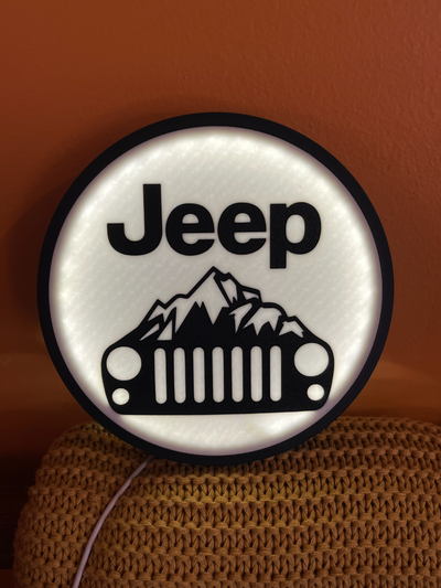 jeep lightbox by mintprintz arte segni loghi parete 2d 3d print model - Mito3D