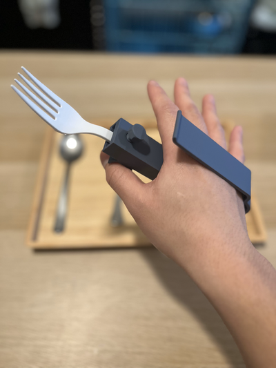 eating utensil aid no supports updated v2 files included by keebitzenny tools medical spoon holder fork kitchen handicap arthritis handpain hand pain 3d print model - Mito3D