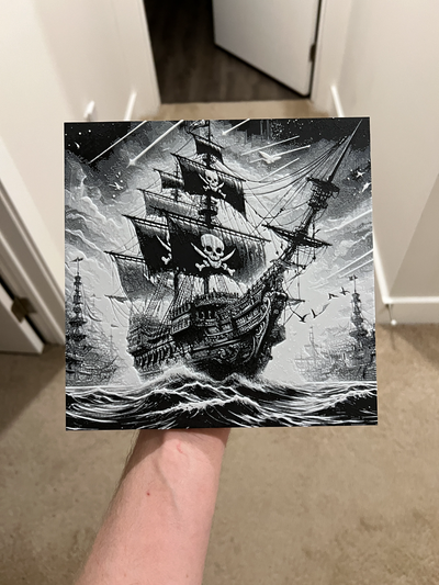 pirate ship art hueforge by rp47 designs generative 3d model & lithophane wall sign 3d print model - Mito3D