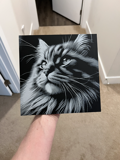 cat face hueforge by rp47 designs generative 3d model & lithophane animal art wall sign 3d print model - Mito3D