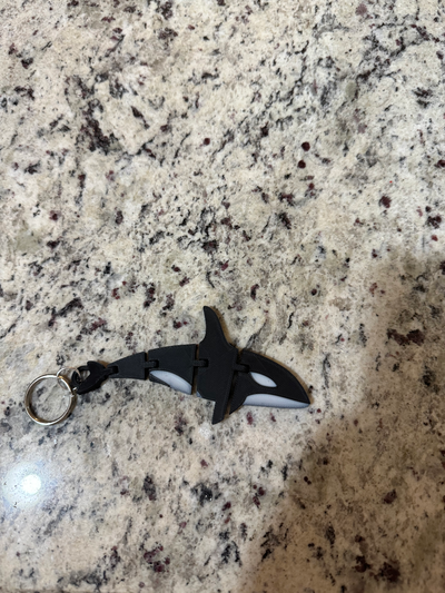 flexi orca keychain by mi3dprint toys & games articulated whale fish key accessories accessory fun quick fast 3d print model - Mito3D