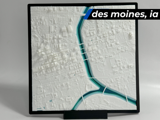 des moines iowa piccola città 3d by 3dfolio miniature architettura mappe uniti d'america paesaggio urbano 3d print model - Mito3D