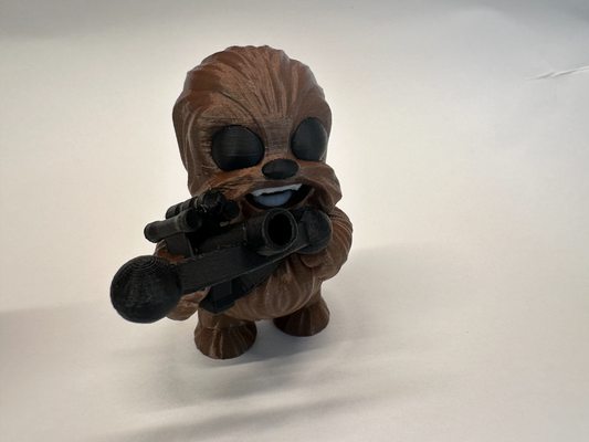 baby chewbacca wookie rifle by stl art sculptures starwars chewbacka 3d print model - Mito3D