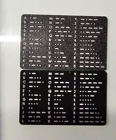 wallet card morse code - embedded characters remixed by james t hobby & diy sport outdoors 3d print model - Mito3D