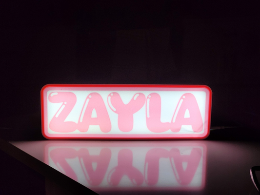 lightbox zayla by drewzuki arte segni loghi ams zay guidato scatola luce multicolore cartello parete muraria 3d print model - Mito3D