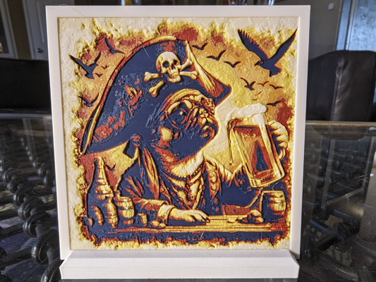 pirate carlin mur art or coaster by exploitation minière génératif 3d modèle forge chapeaux lithophane aventure 3d print model - Mito3D