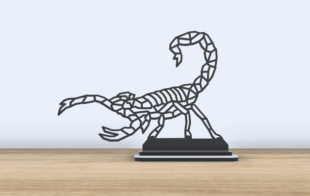 géométrique poly scorpion supporter by jf 699 art 2d scorpions arachnides insecte punaise mortel poison terrifiant permanent base animal décor accessoires bureau accessoire 3d print model - Mito3D