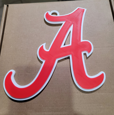 alabama kızıl gelgit 3d logo 180mm dizi by marketler hobi kendin yap spor açık havada kolej ncaa ncaabasketbol mart delilik basketbol çılgınlığı 3d print model - Mito3D