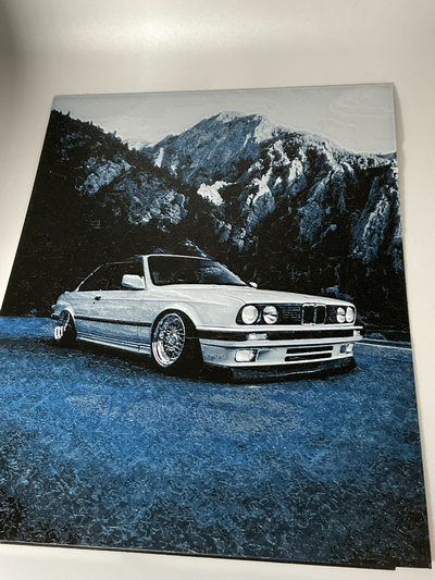 bmw e30 hue forge model by miles3d art models hueforge car mountain german stanced 3d print model - Mito3D