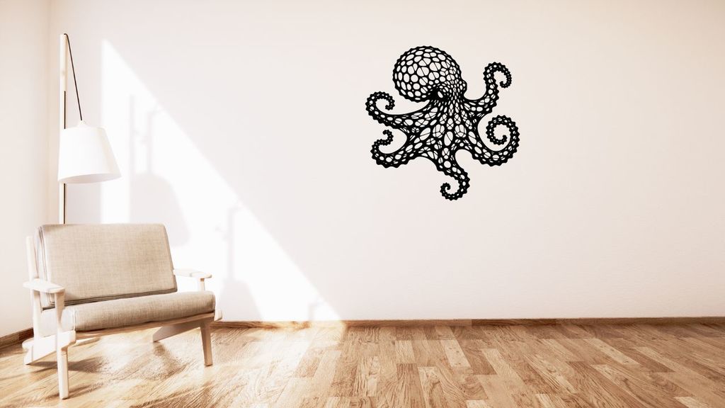 polvo voronoi parede decoração by kutnohormac arte 2d 2dart 2dwallart 3dart 3dwallart 3dvoronoi animal animais casa sala minimalista voronoidesign voronoistyle decoração montagem 3D print model - Mito3D